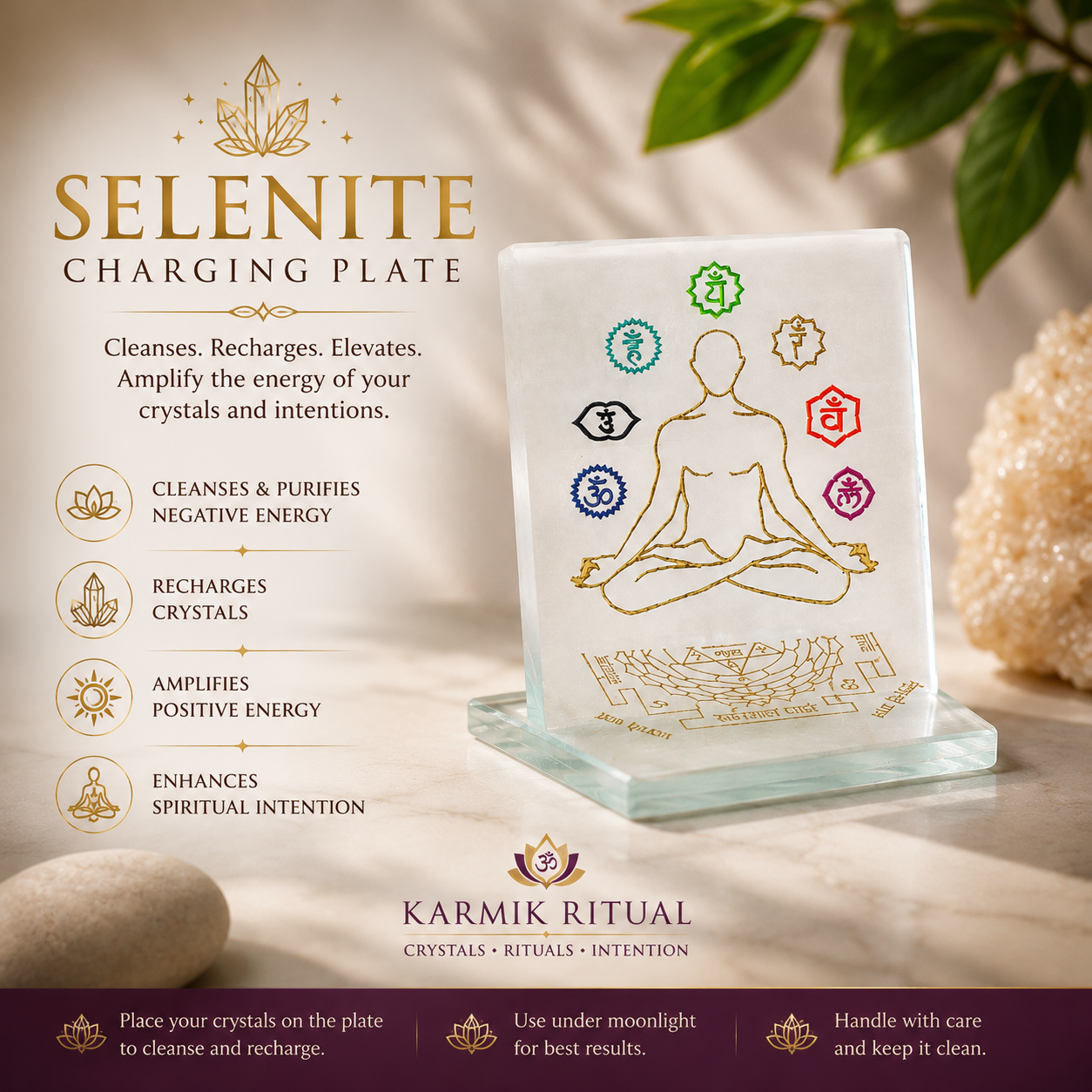 7 Chakra Selenite Charging plate