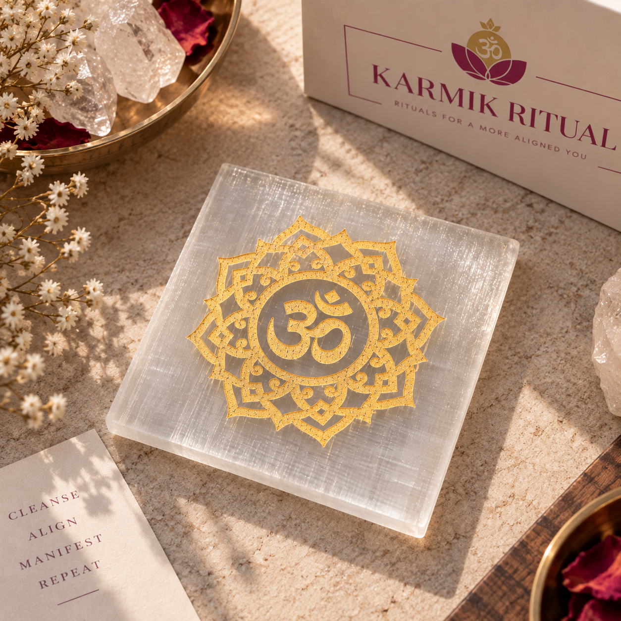 Om Selenite Charging plate