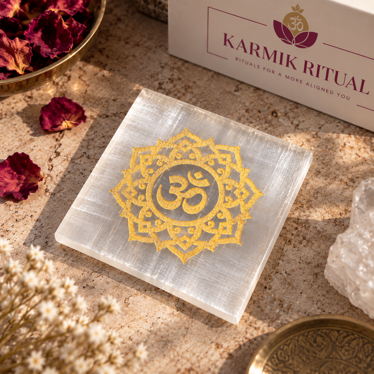 Om Selenite Charging plate